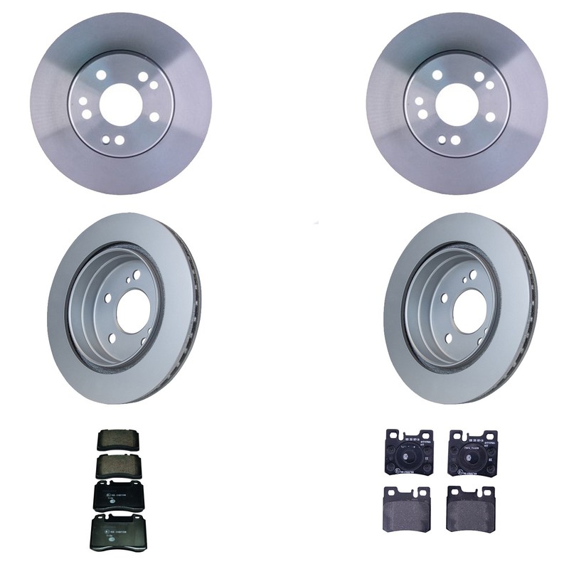 Hella Front Rear Rotors Low-Met Disc Brake Pad Kit For Mercedes W124 400E E420