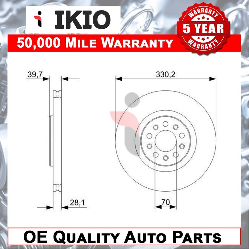 Fits Alfa Romeo Giulietta 159 Brera Spider Jeep Cherokee Brake Disc Front Ikio