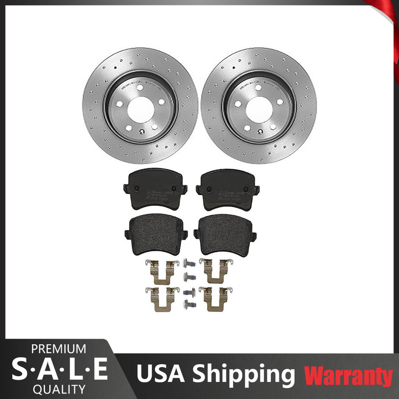 Brembo Rear Brake Kit Low-Met Pads Xtra Disc Rotors for Audi A4 A5 Q allroad Q5