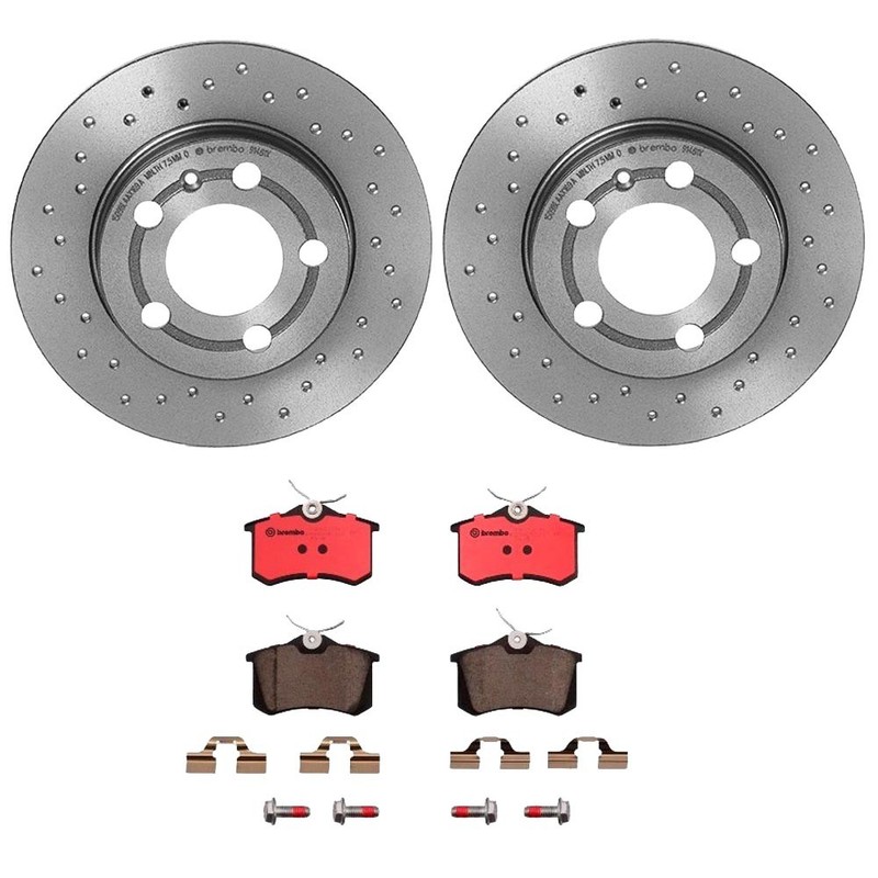 Brembo Rear Brake Kit Drilled Disc Rotors & Ceramic Pads for TT Quattro ’00-’06