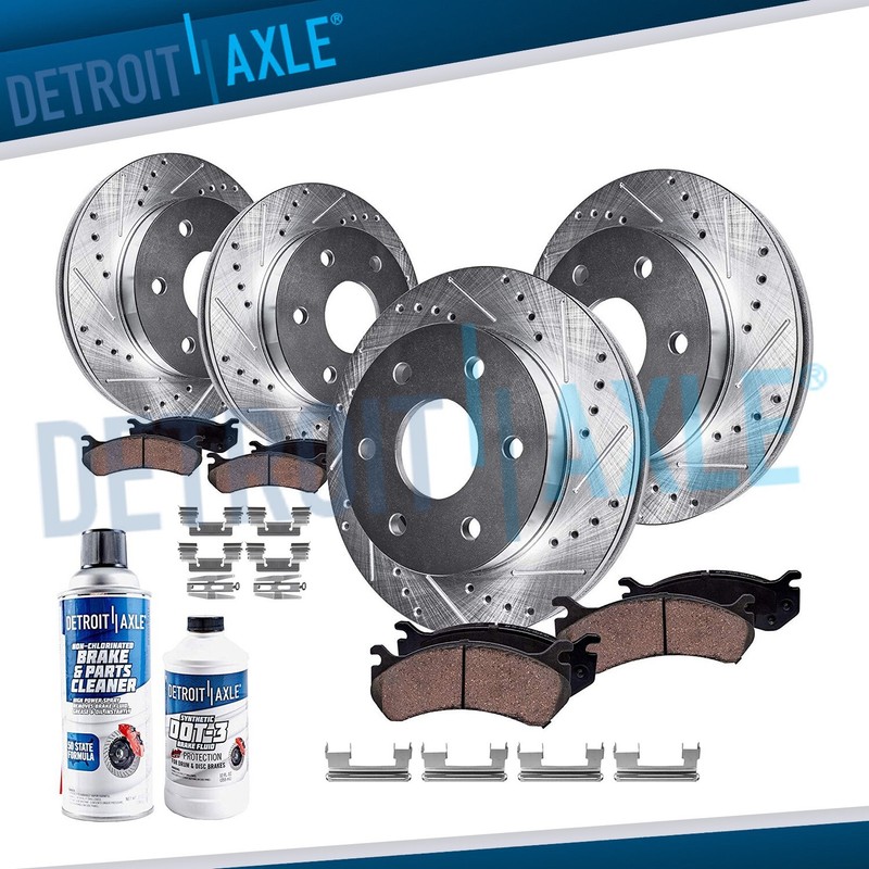 Front Rear Drilled Rotors Ceramic Brake Pads for Suburban Silverado 1500 Tahoe