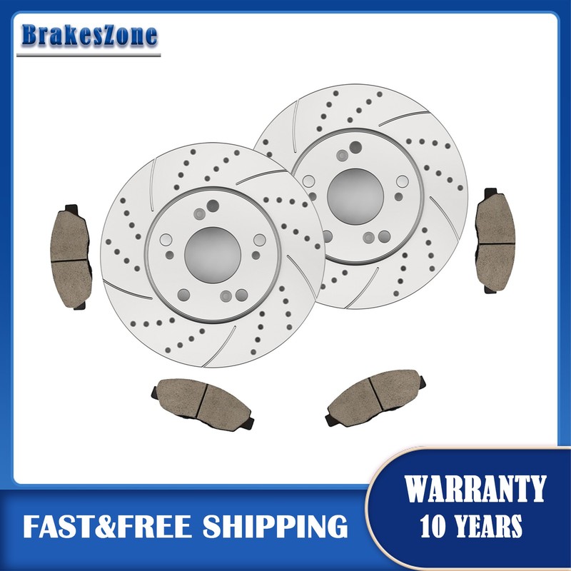 Front Drilled Rotors Pads Kit Fit for Honda Civic 06-2008 DX EX LX Coupe Sedan