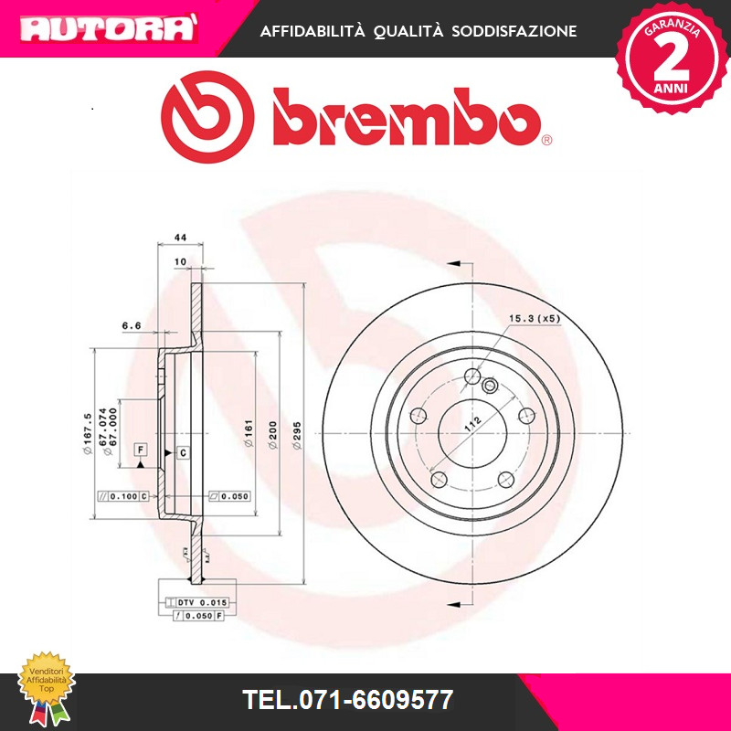 08B34841 Pair of front brake disc Mercedes-Benz (BREMBO BRAND)
