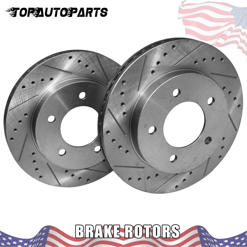 2x 308mm Front Drilled & Slotted Brake Rotor for Ford F-150 1997-2004 4WD 5-Lug
