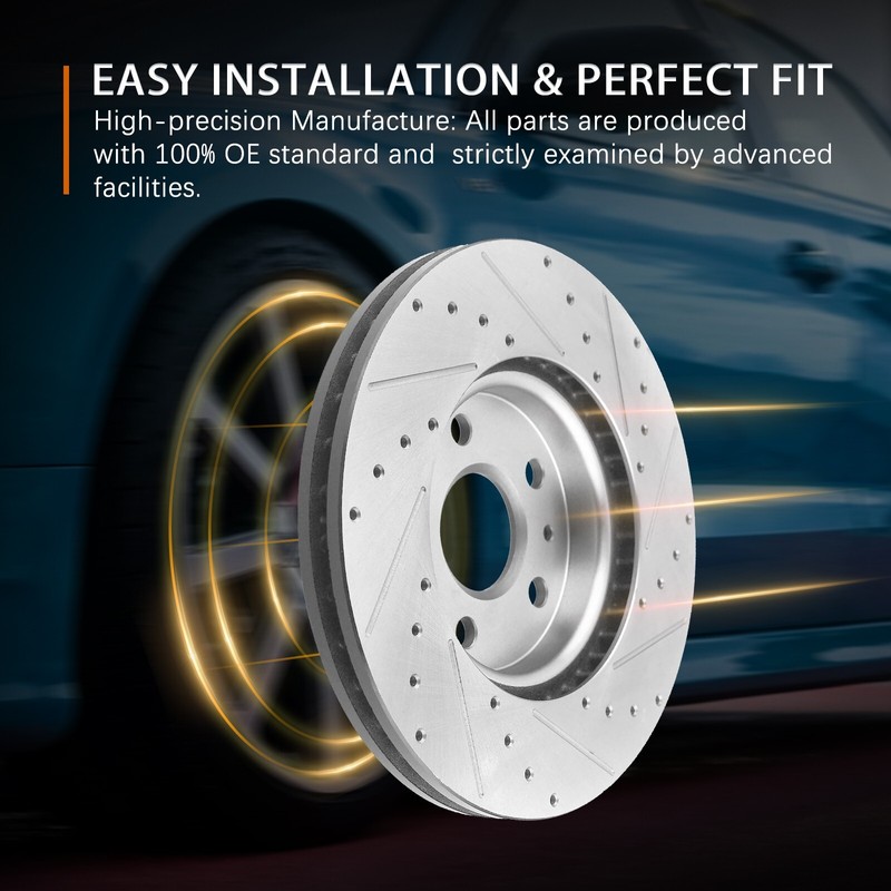 Front and Rear Brake Rotors Drilled Kit for Honda Accord 2003 2004 2005 - 2007 gallery