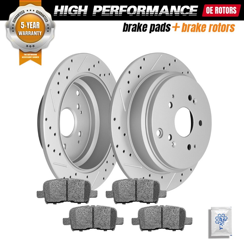 Rear Disc Brake Rotors Ceramic Brake Pads for 2002 2003 2004 Honda Odyssey