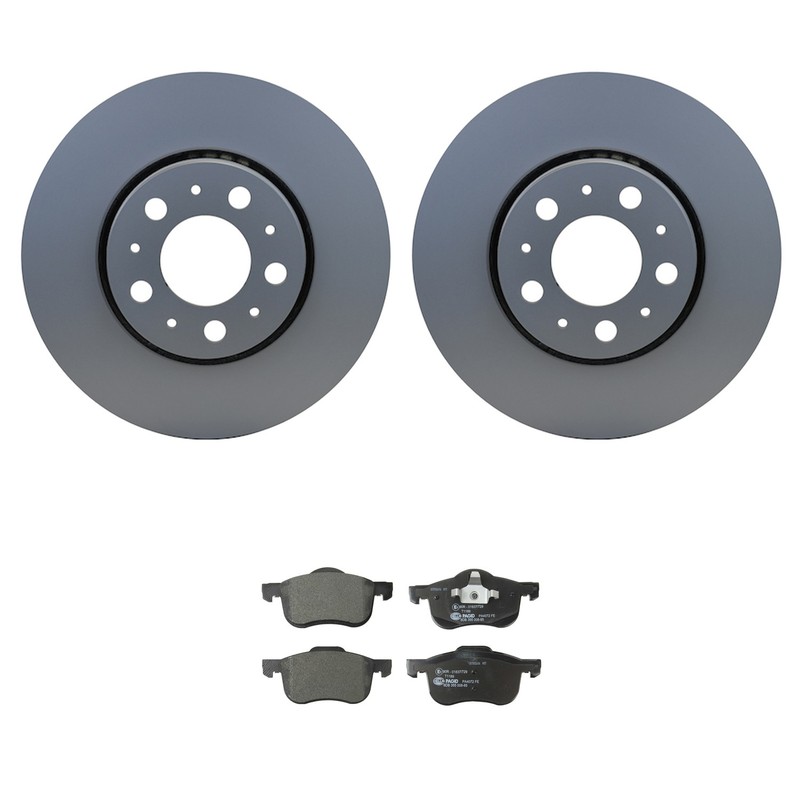 Hella Pagid Front 286mm Rotors Low-Met Disc Brake Pad Kit For Volvo S60 S80 V70