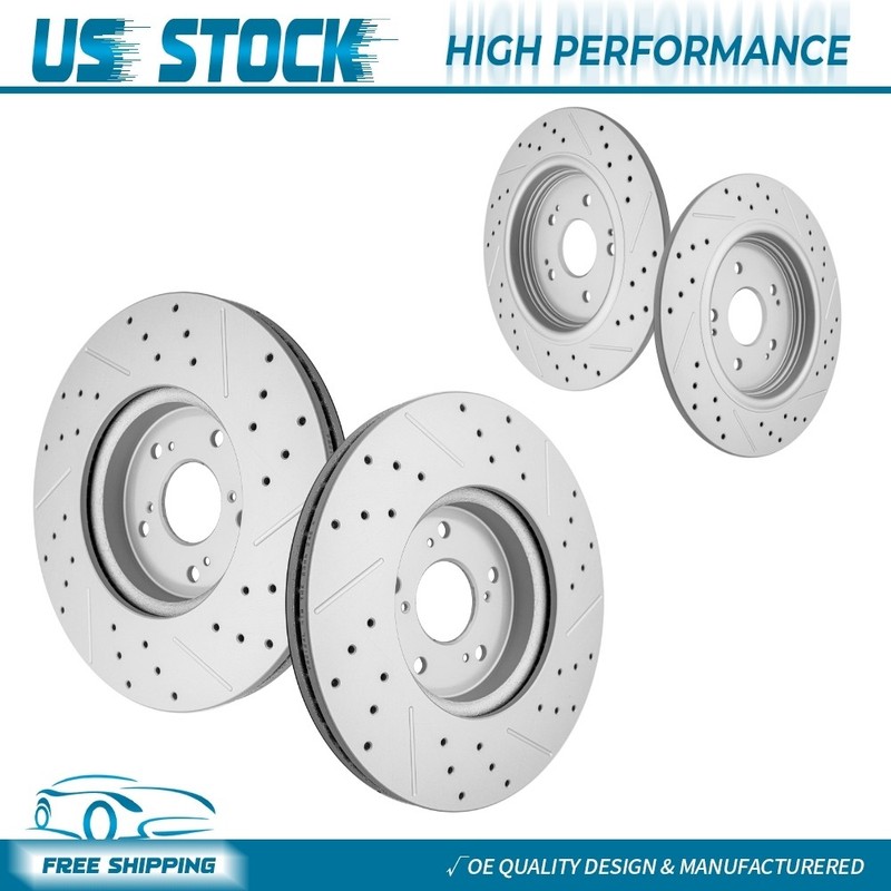 312mm Front & 310mm Rear Drilled Disc Brake Rotors for 2017-2022 2023 Honda CR-V