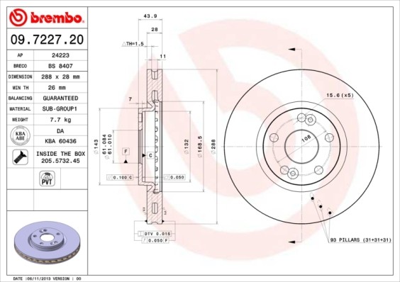 Brembo 09.7227.20 Brake Disc for Renault gallery