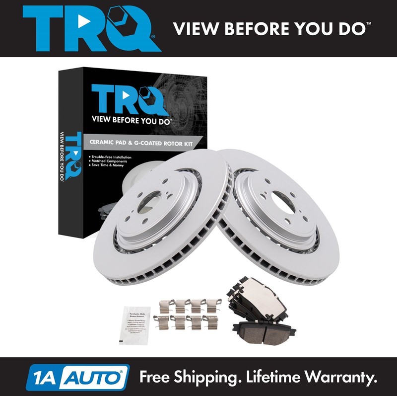TRQ Brake Pad & Rotor Kit Premium G-Coated Ceramic Fits 23-24 Lexus 20-24 Toyota