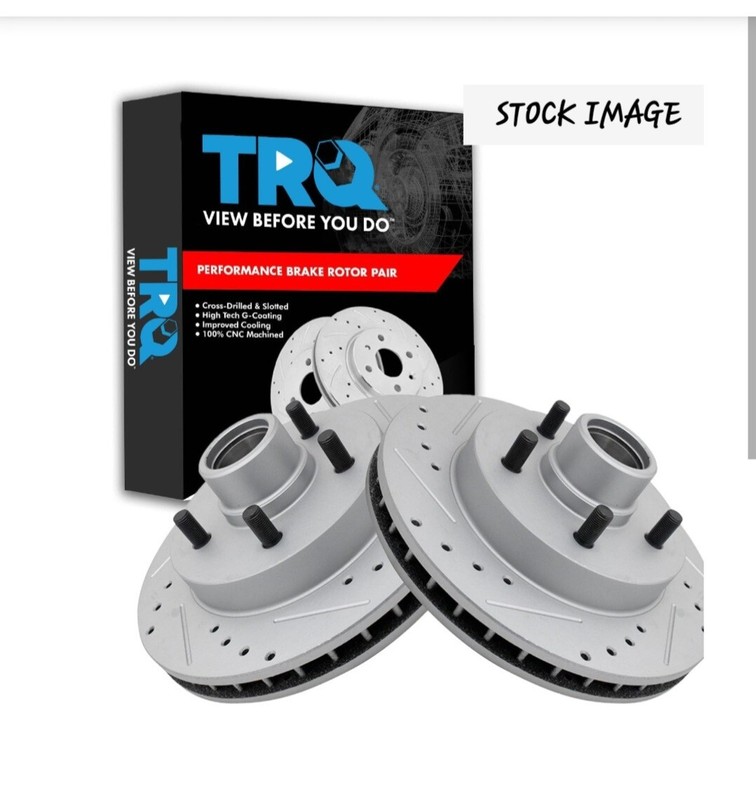 TRQ Front Drilled Slotted Brake Rotors Pair Set for 1995-1999 Chevrolet C1500 gallery