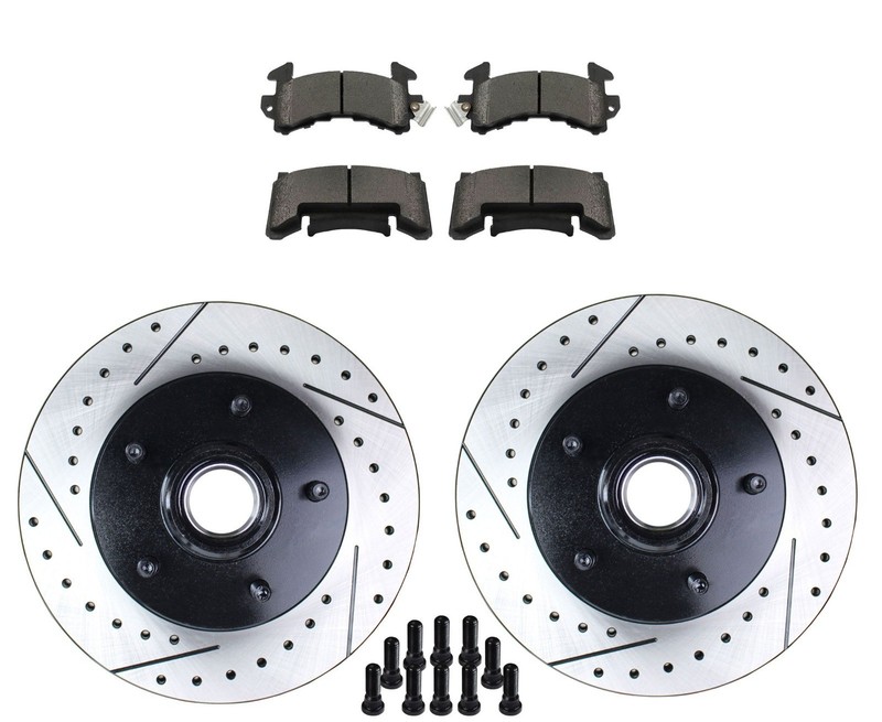 Drilled & Slotted Disc Brake Rotor Set & Replacement Pads, 82-87 Grand Prix