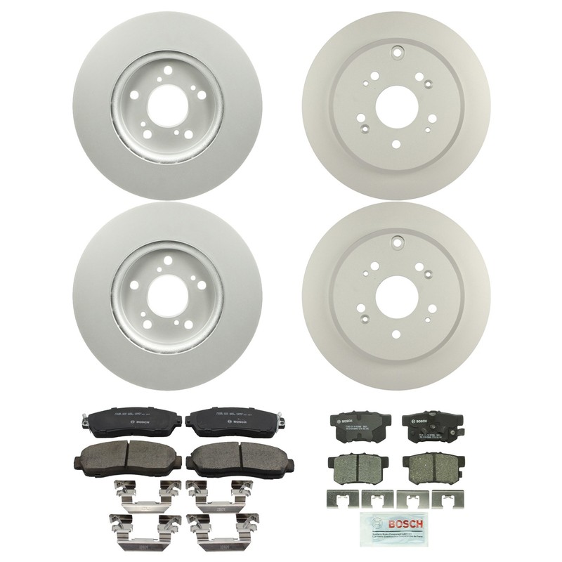 Bosch QuietCast Front And Rear Rotor Ceramic Disc Brake Pad Kit for CR-V RDX