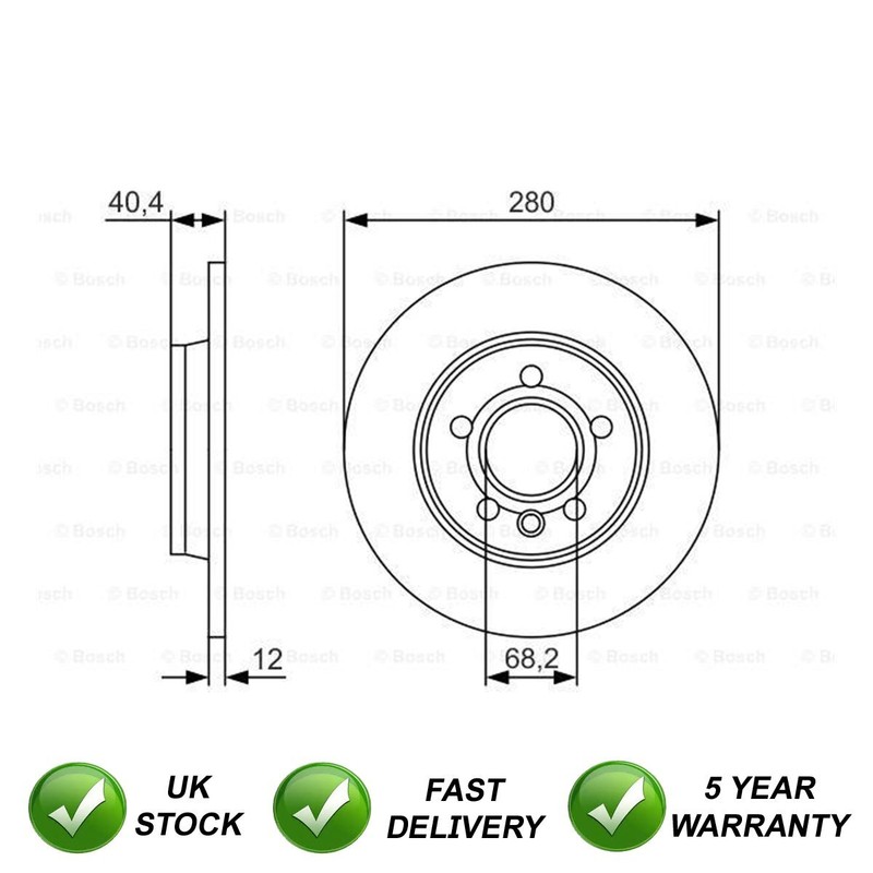 Brake Disc Rear SJR Fits VW Transporter 1996-2003 California 1996-2003