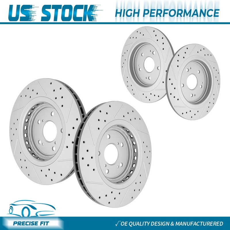 320mm Front & 310mm Rear Drilled Brake Rotors Kit for 2015-2019 2020 Acura TLX