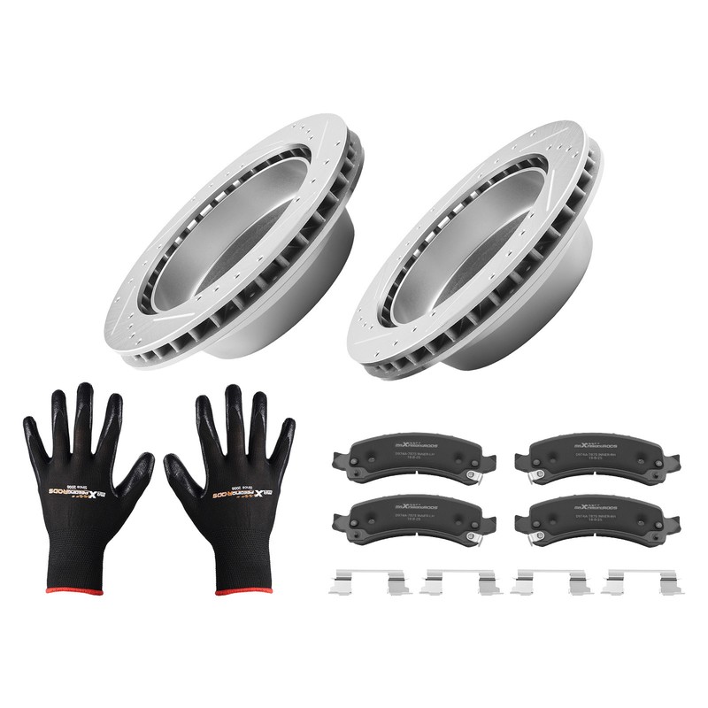 330mm Rear Drilled Brake Rotors+Pads for Chevrolet Suburban 1500 2002-2006
