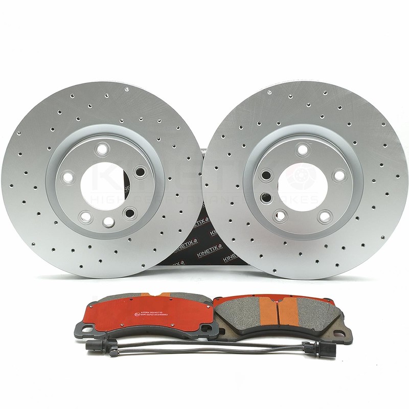 FOR PORSCHE CAYENNE 3.0 DIESEL DRILLED FRONT BRAKE DISCS PADS SENSORS 360mm