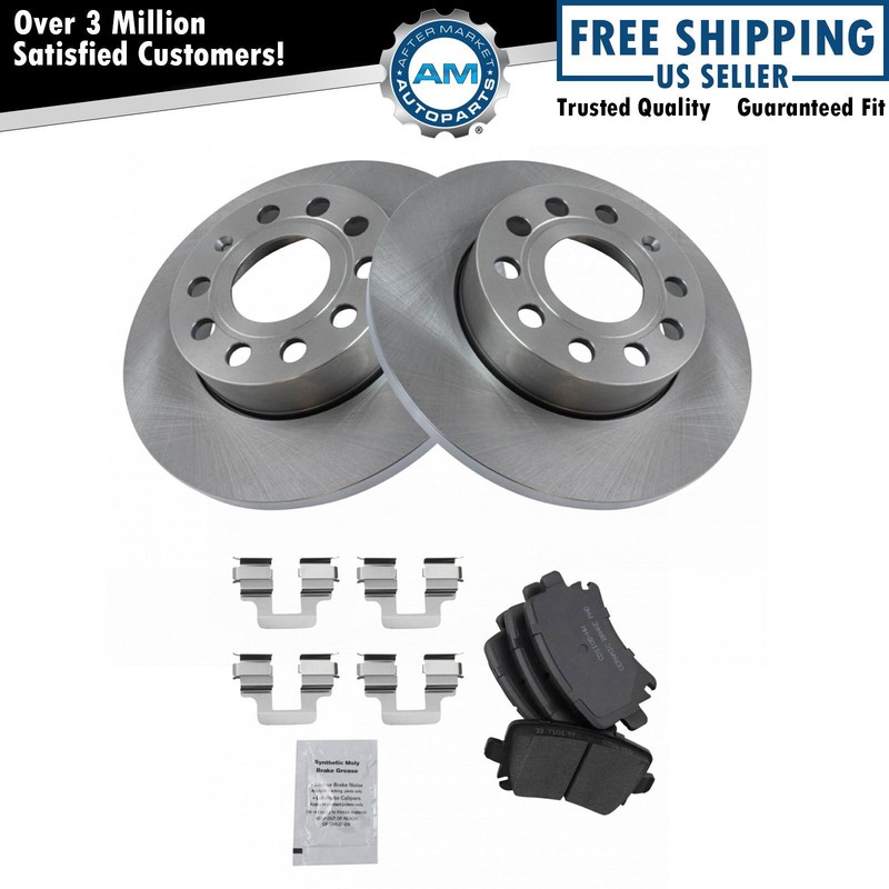 Rear Ceramic Disc Brake Pad & Replacement Rotor Kit for Audi Volkswagen