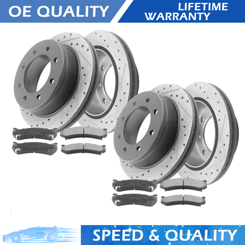 Front Rear Disc Rotors + Brake Pads Kits For Chevy Silverado Suburban GMC Rotor
