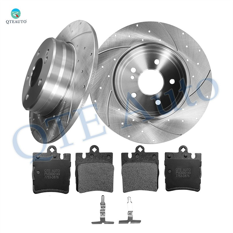 6P R 290 Drilled Brake Rotors-Ceramic Brake Pad For 1998-2002 Mercedes-Benz E430