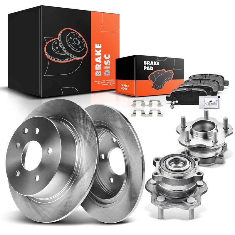Rear Brake Rotor & Brake Pads + Wheel Hub Bearing for Nissan Altima 2007-2018