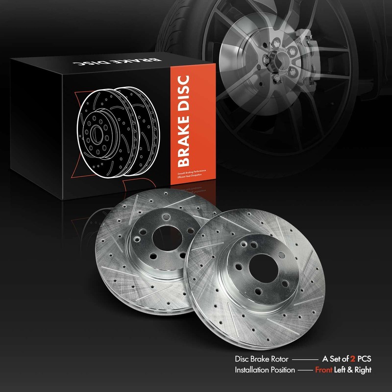 2Pc Front Left & Right Drilled Brake Rotors for Mercedes-Benz C300 08-14 E350 gallery