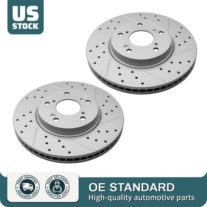 Front Drilled Slotted Brake Disc Rotors Pair for 2013-24 2025 Honda Accord Civic