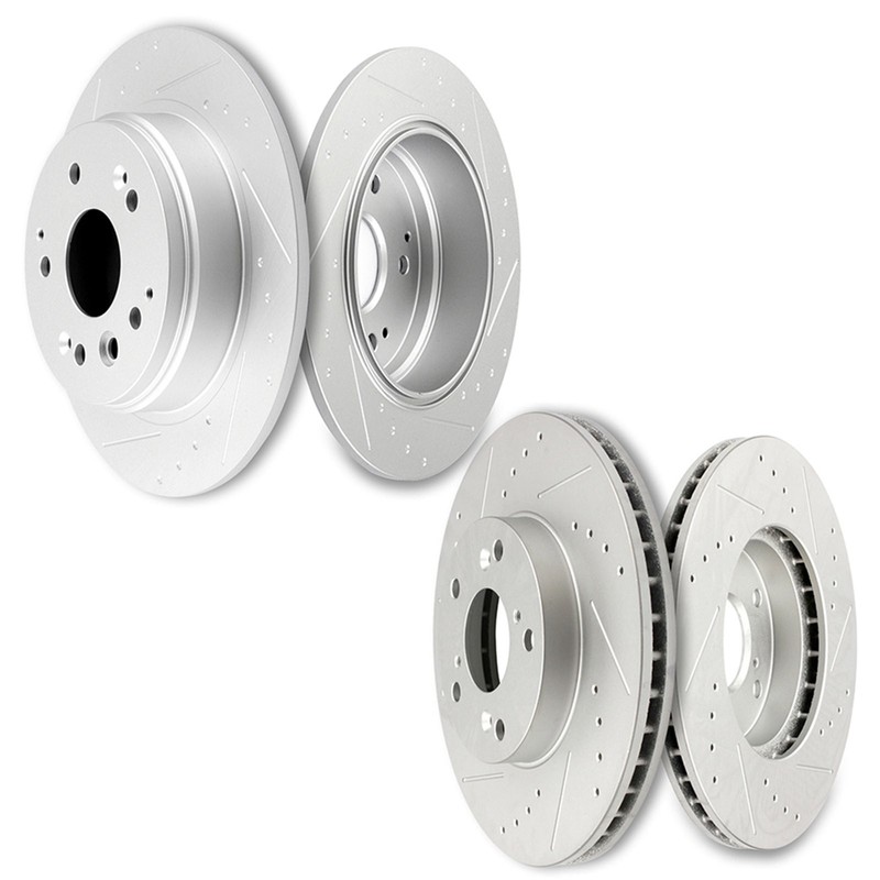 Fits 2003 - 2011 Honda Element Slotted Front Rear Brake Discs Rotors Kit Set gallery