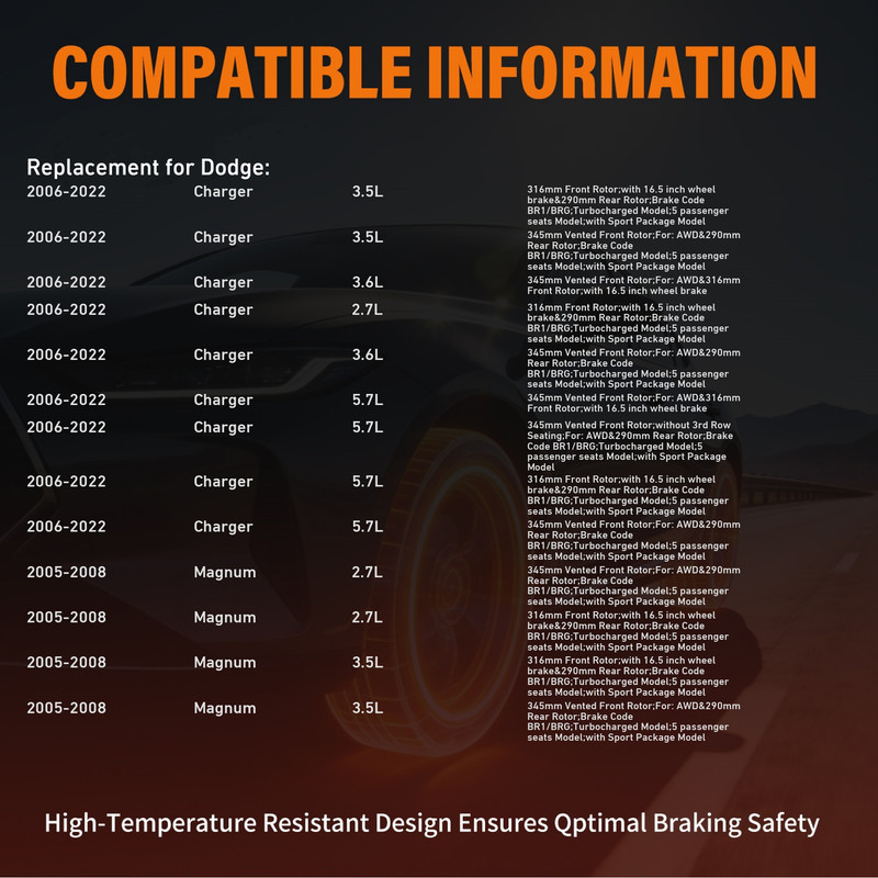 AWD Front Rear Drilled Brake Rotors Pads for Dodge Charger Challenger Magnum gallery