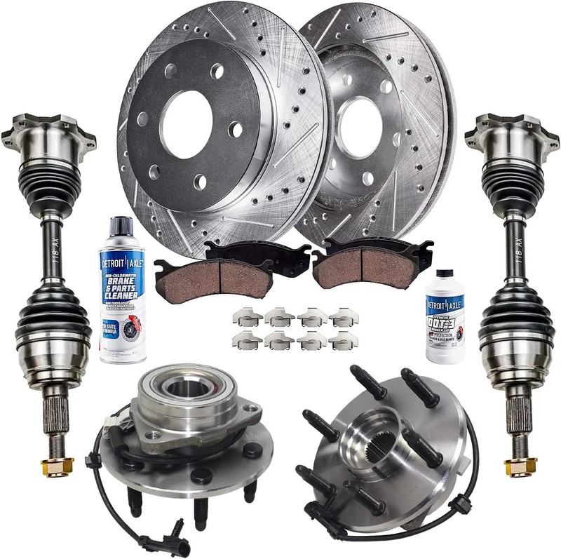 4WD Front Brake Pads CV Axles Rotors for 1999-2006 Chevrolet Silverado 1500