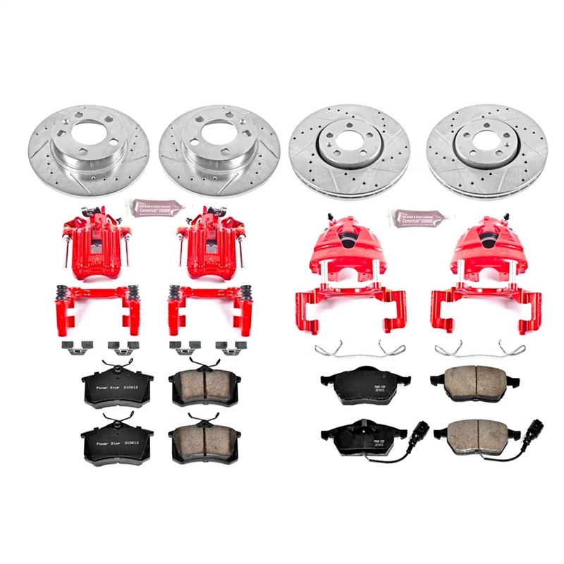 KC899 Powerstop 4-Wheel Set Brake Kit With Calipers Front & Rear for VW Jetta gallery