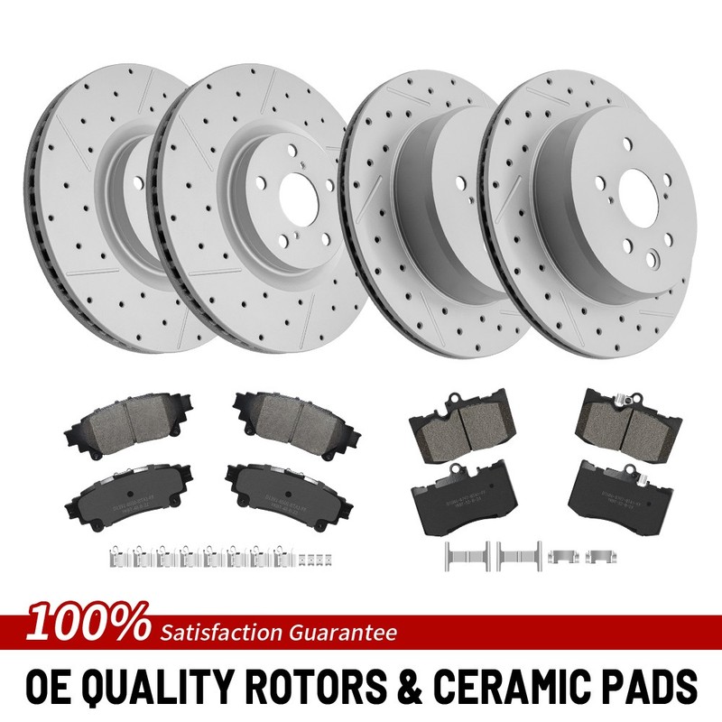 Front Rear Drilled Rotors Pads For 2013-2017 Lexus GS350 IS300 IS350 RC300 RC350