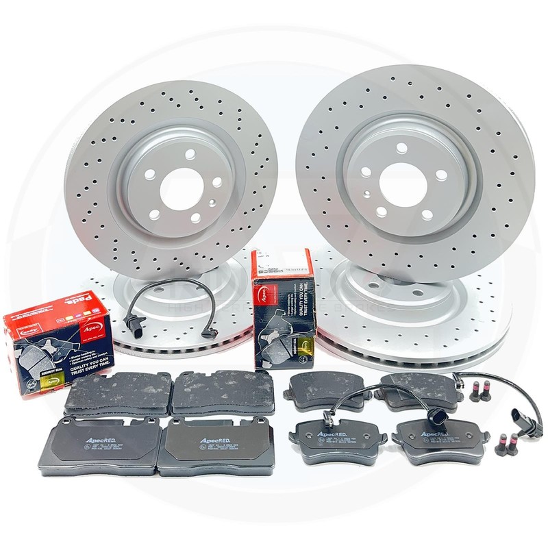 FOR PORSCHE MACAN (95B) 2.0 FRONT REAR DRILLED BRAKE DISCS APEC PADS 345mm 330mm