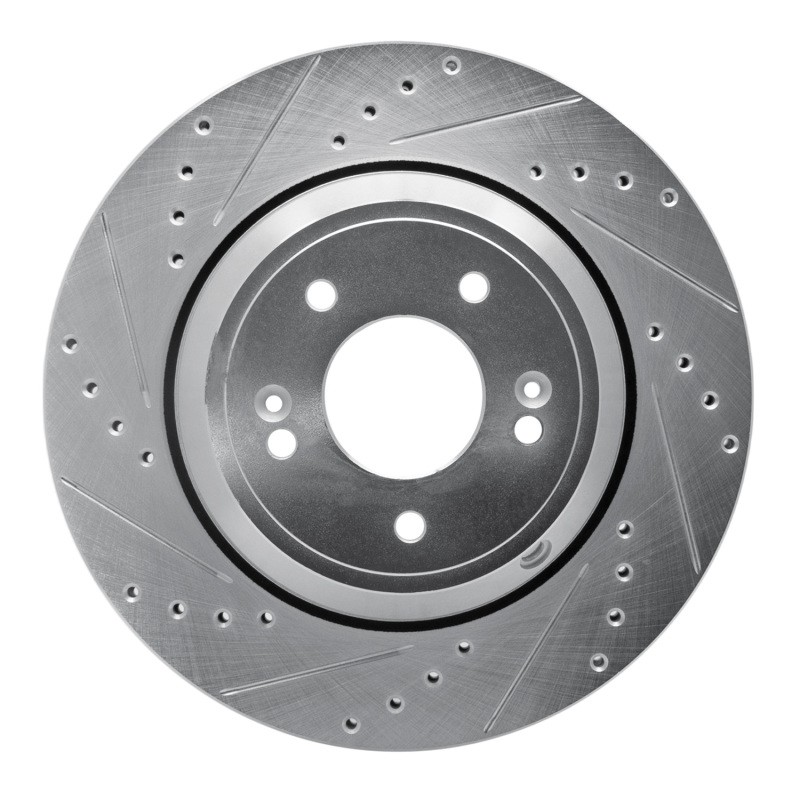 R1 for 18-23 Genesis G80 Rear Left Drilled & Slotted Silver Brake Rotor