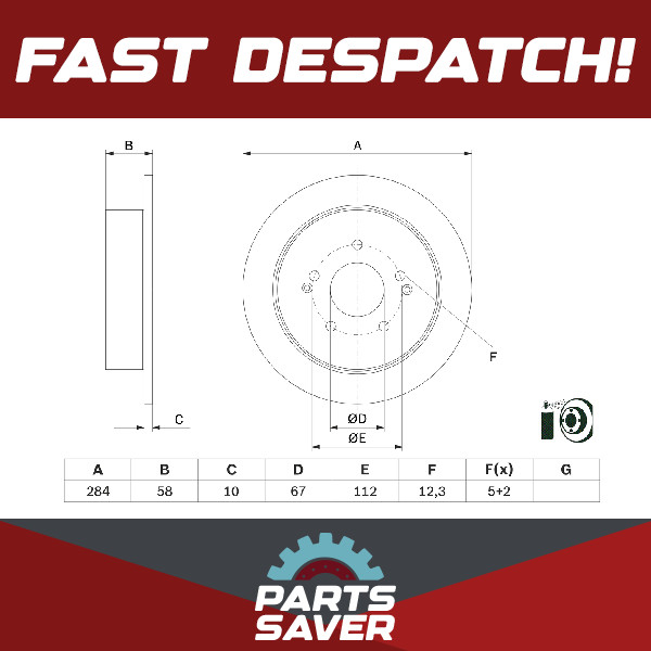 2x Brake Discs Pair Solid Rear 284mm 0986479H16 Bosch Set 4840134101 4840134102