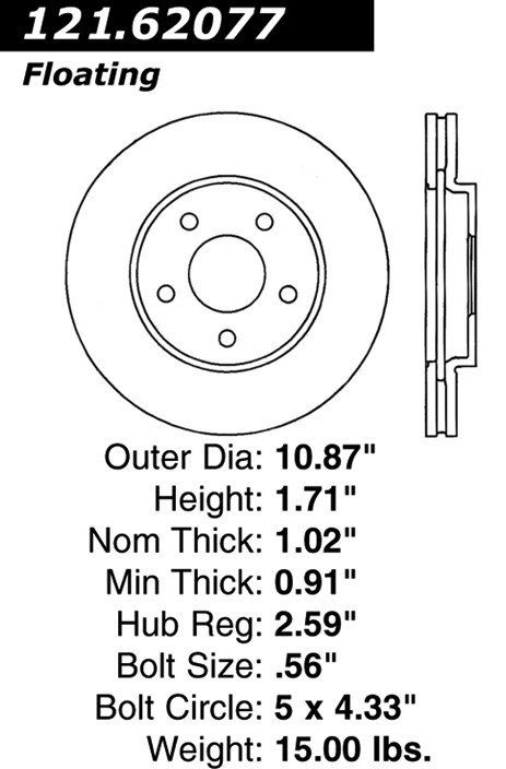 Centric Front Disc Brake Rotor for Malibu, G6 (121.62077) gallery