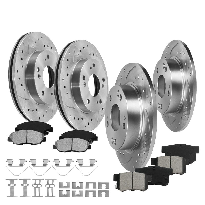 Front & Rear Brake Rotors & Pads for 2006-2008 2009 2010 2011 Honda Civic 1.8L