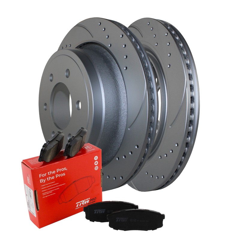 Rear Brake Kit 348mm Drilled Rotors TRW Pro Metallic Pads For Ford F-150 ’12-’19