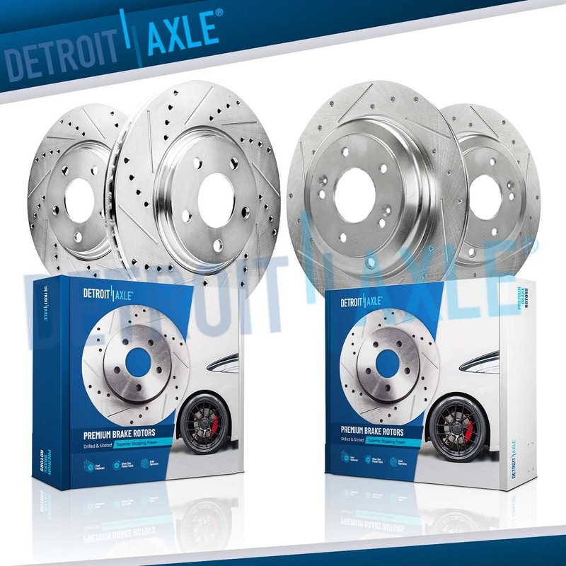 320mm Front 314mm Rear Drilled Brake Rotors for 2010-2016 Hyundai Genesis Coupe