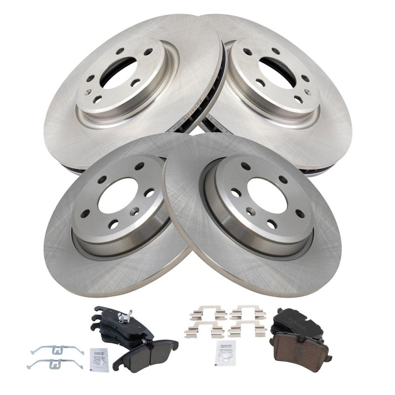 TRQ Front & Rear Brake Pad & Rotor Kit Ceramic Fits 2012-2013 Audi A6 A6 Quattro gallery