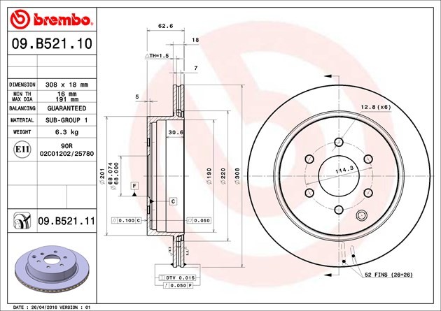 Brembo 09B52111C02 BRAKE ROTORS gallery
