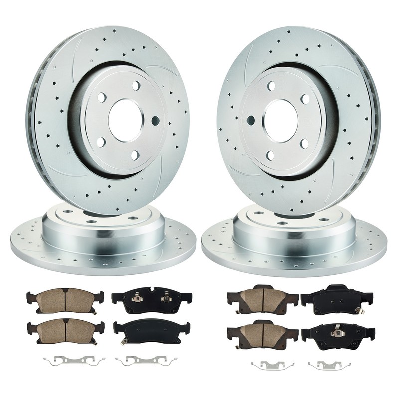 Front Rear Brake Rotors Ceramic Pads Kit For 14-18 Jeep Grand Cherokee 3.0/6.2L