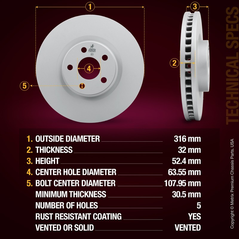 12.44" Front Disc Brake Rotor for 15-20 Ford Edge 19-20 Police Responder Hybrid gallery