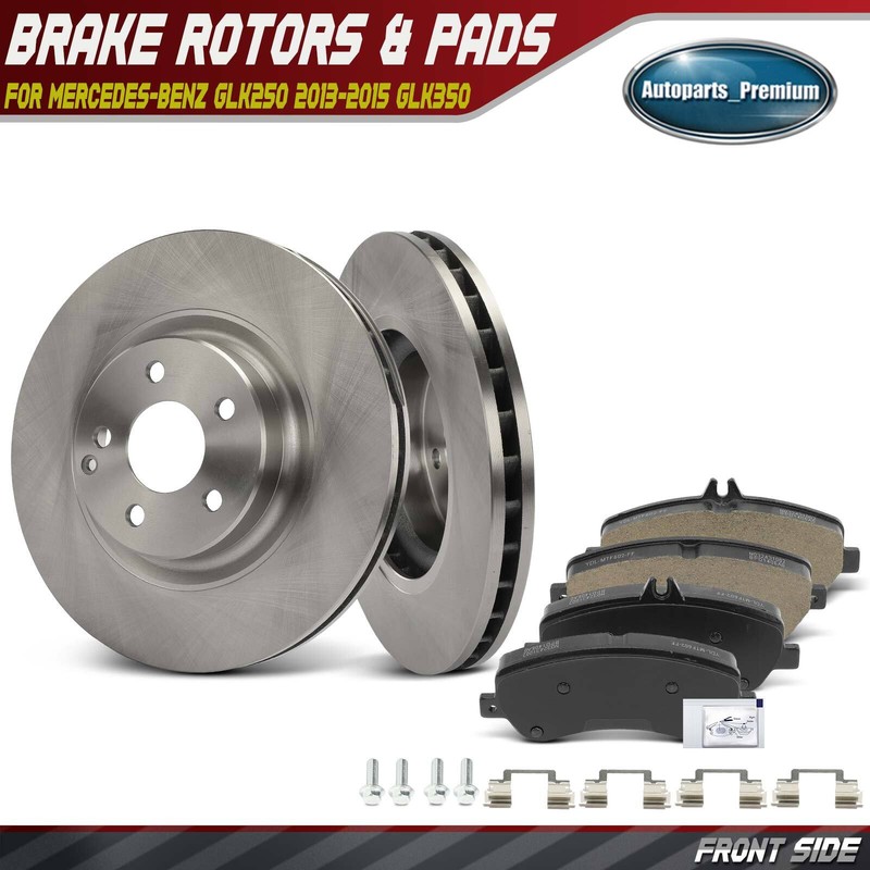 6x Front Side Disc Brake Rotor & Brake Pads for Mercedes-Benz GLK250 2013-2015