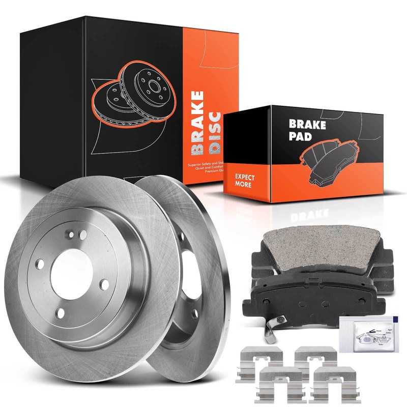 Disc Rotors & Ceramic Brake Pads for Hyundai Accent Kia Rio 2012-2017 1.6L Rear