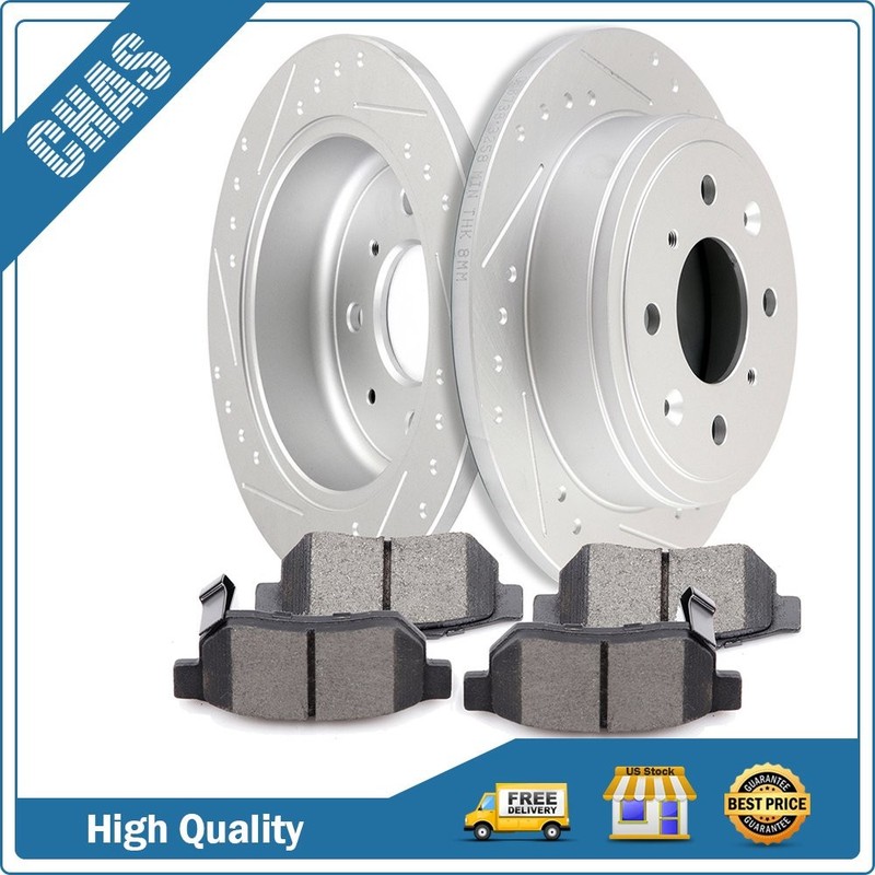 Rear Drilled Brake Rotors Brake Pads Fits 2005 2006 2007 2008 2009 2010 Scion tC