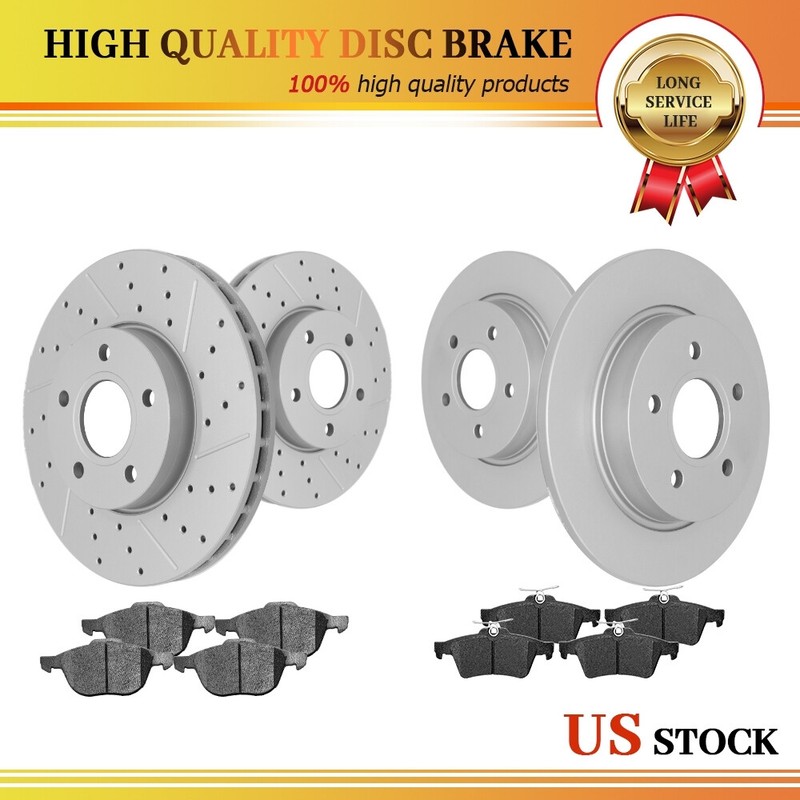 Front Rear Disc Rotors & Ceramic Brake Pads Kit for 2012 2013 2014-18 Ford Focus