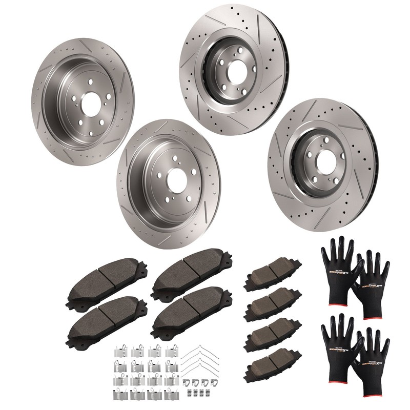 Front Rear Vented Brake Rotors Pads for Toyota Highlander 2014-19 Sienna 2011-20
