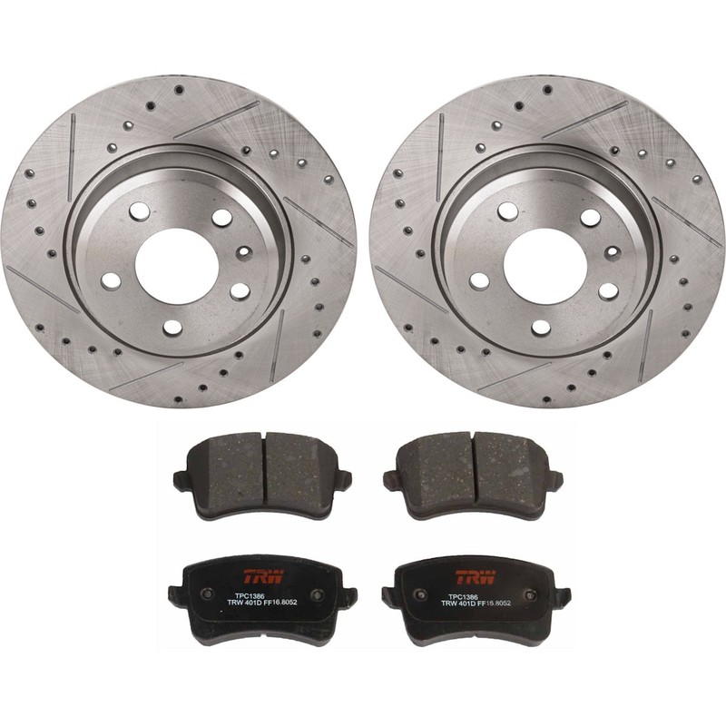KIT-062924-220 TRW Brake Disc and Pad Kits 2-Wheel Set Rear Sedan for A5 Quattro