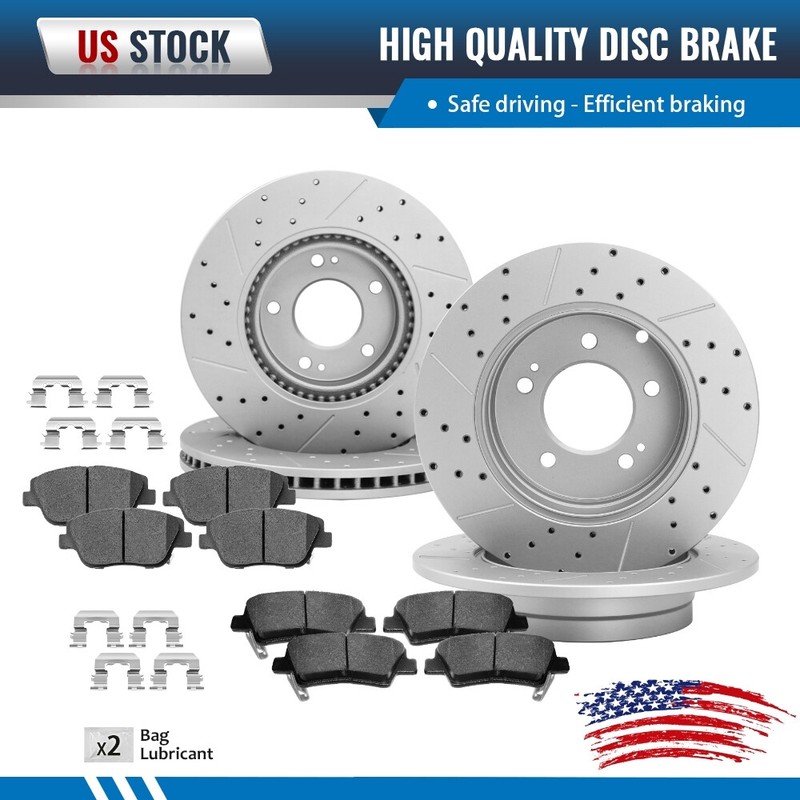 Front & Rear Rotors + Ceramic Brake Pads for 2011-2015 Hyundai Sonata Kia Optima